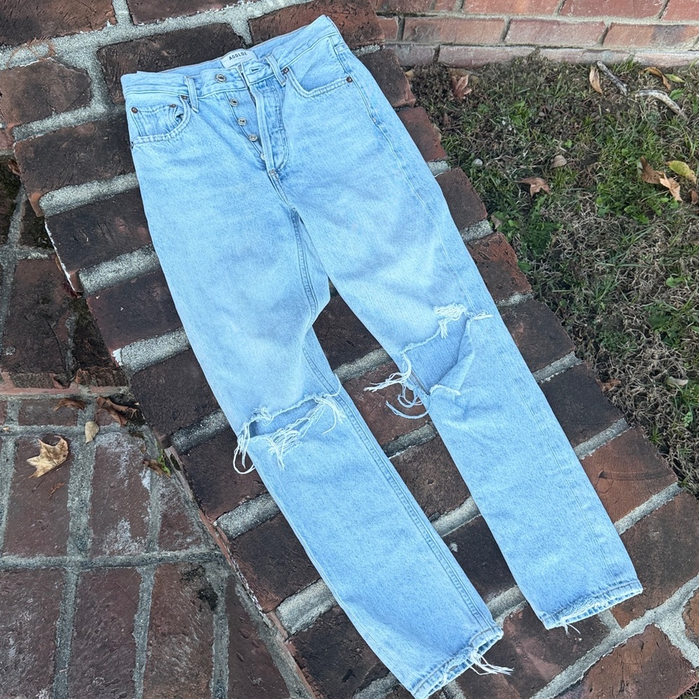 Agolde distressed Straight leg button fly Jeans - Picture 6 of 8